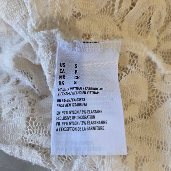 American Eagle Outfitters Floral Ivory Lace Tank Top Sz S/P Semi-sheer Femine - Picture 8 of 8